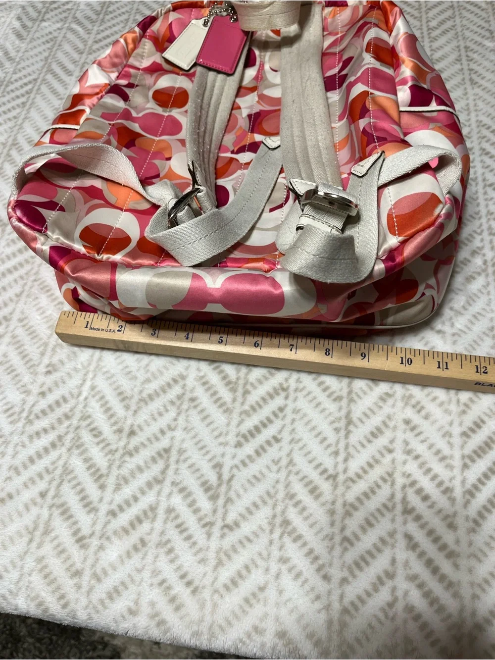 Coach Pink Multi Signature Circle Print Backpack